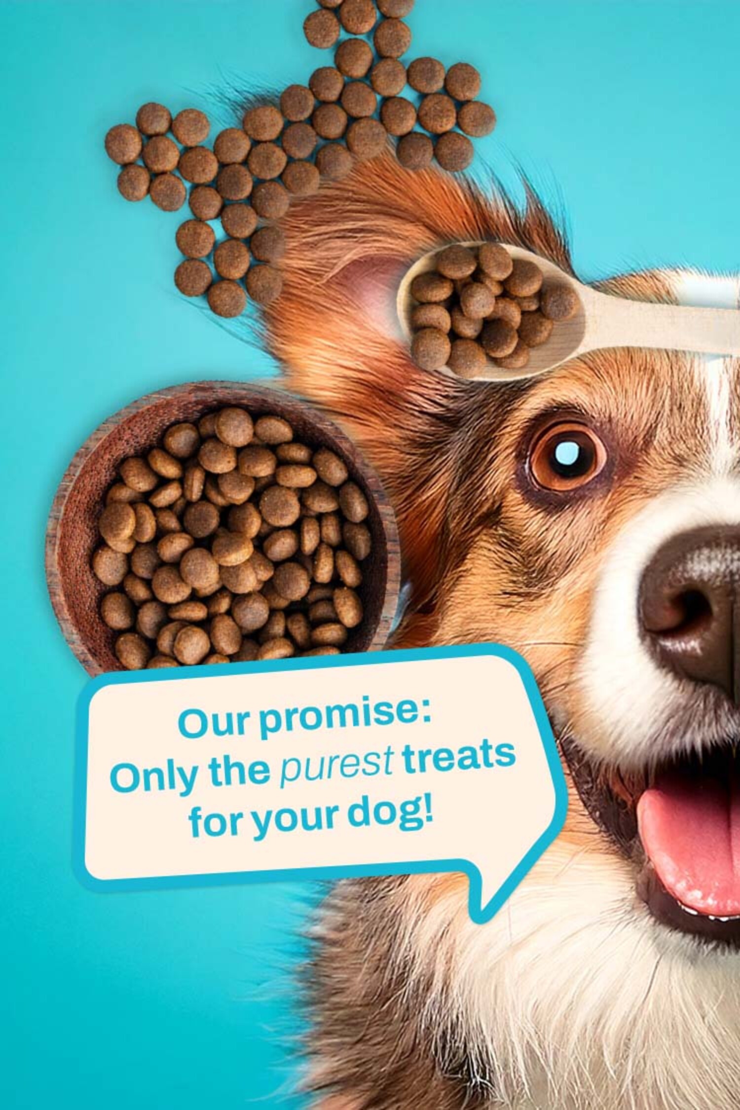 Snackverpackung mit veganem Tierfutter und Markenbotschaft von The Good Treat